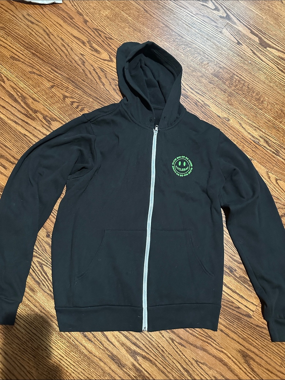 CycleBar Black Hoodie with Neon Green Smile Logo